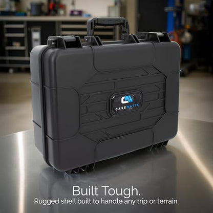 CASEMATIX 16" Hard Case with Foam – Hard Shell Protective Case with Pluckable Pre-Diced Foam Interior for Electronics, Tools, Cameras and Accessories