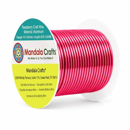 Mandala Crafts 14 Gauge Raspberry Anodized Aluminum Craft Wire, 60 FT - color: Raspberry, size: 14 Gauge