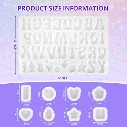 KISREL 18OZ Epoxy Resin Kit for Beginners, Resin Kit with Alphabet Mold - size: Alphabet Molds and 8 Mini Molds