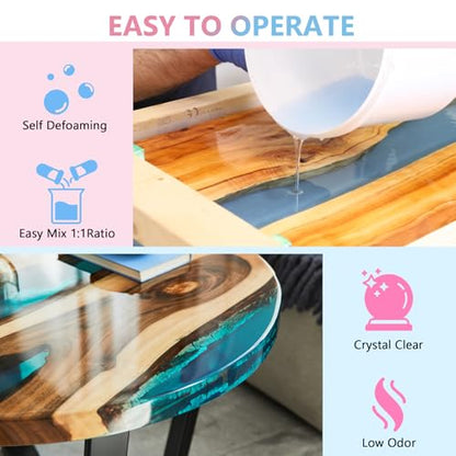KISREL 4 Gallon Epoxy Resin Kit, No Yellowing Crystal Clear Resin for Art - size: 4 Gallon