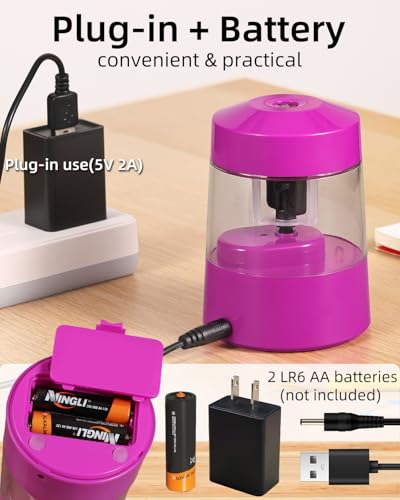 ZMOL Electric Pencil Sharpener Battery Powered, 6-12mm Jumbo Pencils, Pink - color: Pink