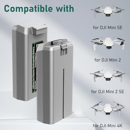 Artman Mini 4K Battery 2-Pack and Charger for DJI Mini 2 Batteries 2400mAh