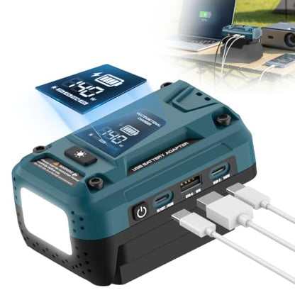 140W USB Battery Charger Compatible with Bosch 18V Battery - color: Dark Blue