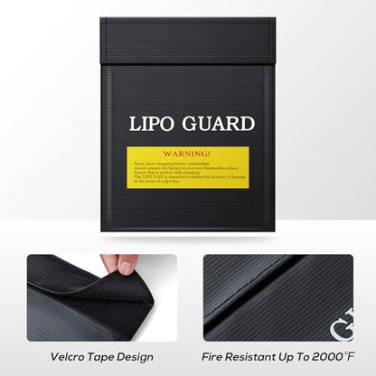 PAWBOSE Lipo Safe Bag, Fireproof Explosion-Proof Lipo Battery Bag for Safe Charging and Storage, 2 Packs(black)