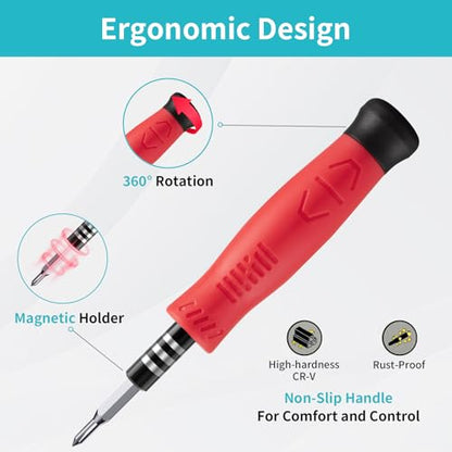 Showpin Mini Screwdriver Set for Computer PC Laptop Macbook Electronics Repair, 35PCS Small Precision Tool Kit with Torx T5 T6 T8 for Beginner IT DIY - color: Red
