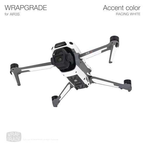 WRAPGRADE Skin Decal Sticker Accent Color Compatible with DJI Air 3S (Racing White) - color: Racing White