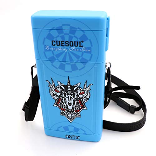 CUESOUL ANTIE Hard Dart Case, Holds 6 Steel/Soft Tip Darts & Extra Tips, Shafts & Flights, Durable Use - color: Blue Beast
