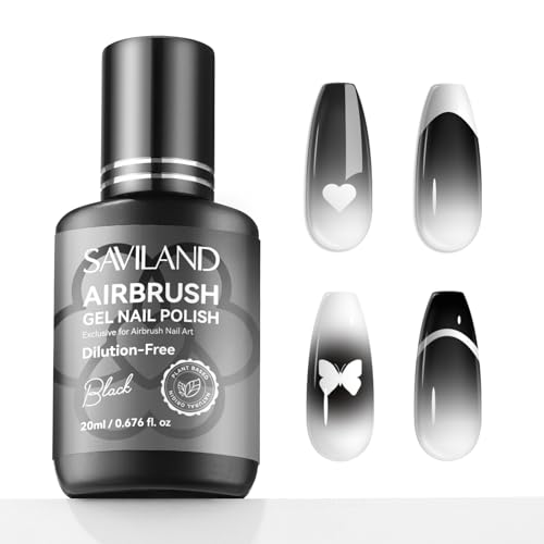 SAVILAND Hema-Free Airbrush Gel Nail Polish Black Gel Nail Polish 20ML - color: Black