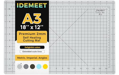 Self Healing Cutting Mat 18" x 12", A3 Double-Sided for Sewing & Quilting - color: Slate Gray, size: A3:18‘’x12‘’