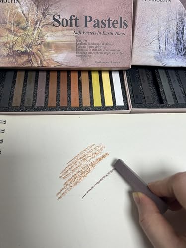 MAIMOUFIN Sanded Pastel Paper Trial Pack of 5 Sheets&12-Pack Grey Tone Square Soft Pastels