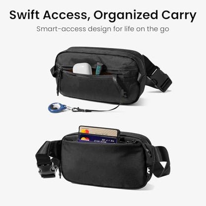 tomtoc 1.5L X-Pac Sling Bag with RFID Blocking Crossbody Pack for Men Women - color: X-Pac Black, size: 1.5L