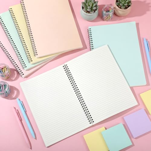 Fuutreo 6 Pack Spiral Notebook 10.5x7.45 Notebook,Macaron,Bright Colors - color: Macaron