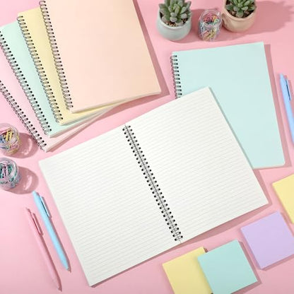 Fuutreo 6 Pack Spiral Notebook 10.5x7.45 Notebook,Macaron,Bright Colors - color: Macaron
