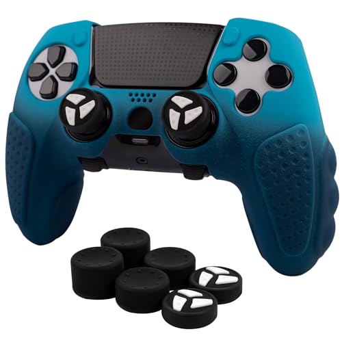 Durable Silicone Grip Cover for DualSense Edge PS5 Controller – Ergonomic, Anti-Slip Design with Thumb Stick Caps for Full Protection (New Blue) - color: New Blue