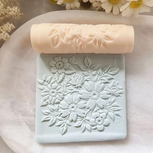 4Pcs Polymer Clay Texture Roller Work with Polymer Clay Cutters for DIY Earrings Jewelry Making Craft Supplies