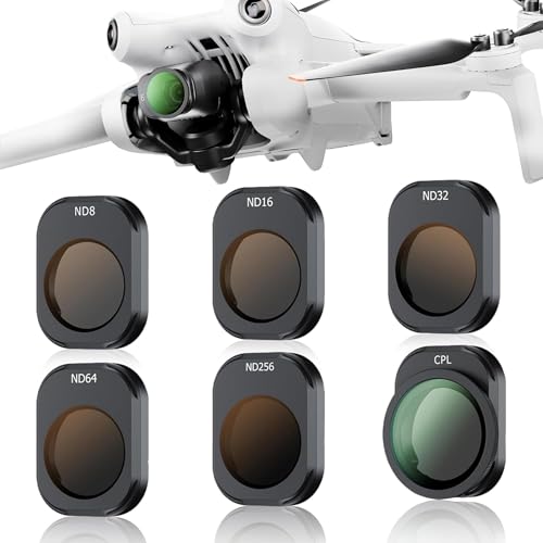 Mini 4 Pro ND Filter Kit, 6 Pack CPL ND8 ND16 ND32 ND64 ND256 Polarizing Neutral Density Filters Sets with Wipe, Compatible with DJI Mini 4 Pro Drone Lens Accessory - size: CPL+ND8+ND16+ND32+ND64+ND256