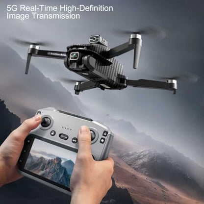 Drones with Camera for Adults 4k, Brushless GPS Drone with Dual Cameras - color: Fiber color