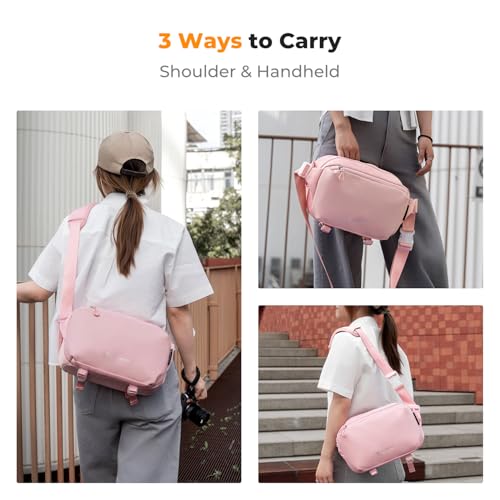 K&F CONCEPT 2 in 1 Camera Sling Bag, Everyday Shoulder Bag - color: 10 Pink Medium