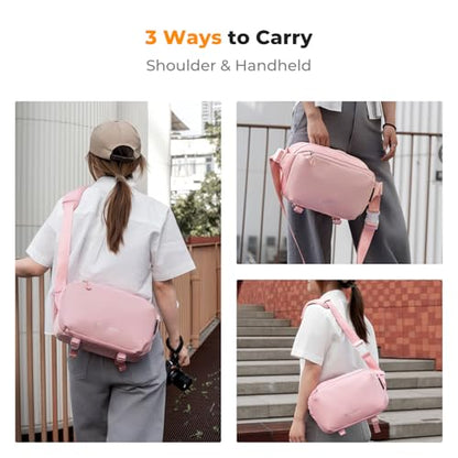 K&F CONCEPT 2 in 1 Camera Sling Bag, Everyday Shoulder Bag - color: 10 Pink Medium