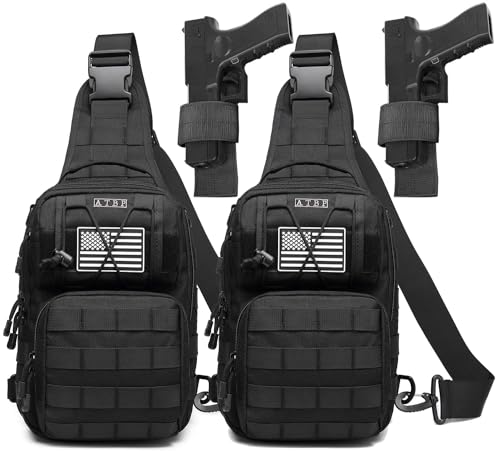 Tactical Sling Backpack Bag Pack for Men Military One Strap Shoulder Backpack Crossbody Bag With Holster 10 Liters - color: Black 2