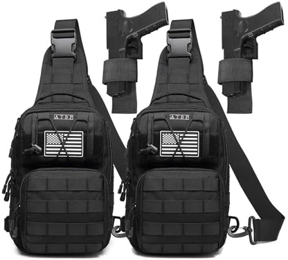 Tactical Sling Backpack Bag Pack for Men Military One Strap Shoulder Backpack Crossbody Bag With Holster 10 Liters - color: Black 2