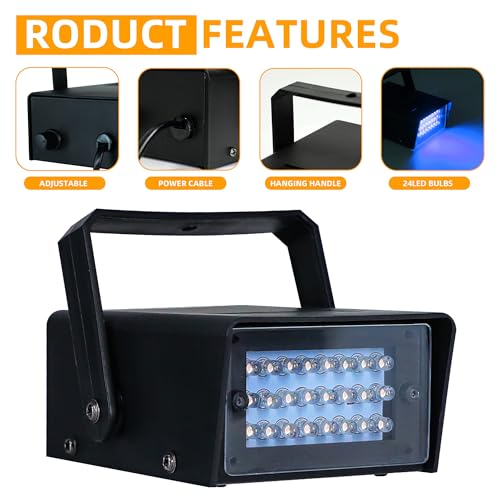 ENUOLI Mini LED Strobe Light Blue Color 24 Super Bright LED Party Light - color: Blue