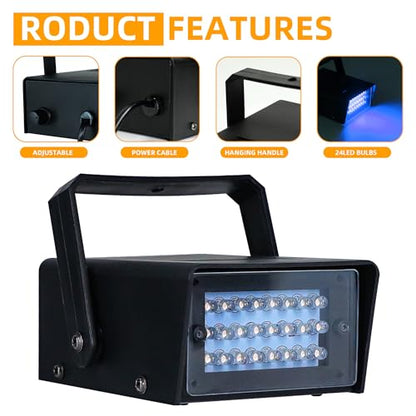 ENUOLI Mini LED Strobe Light Blue Color 24 Super Bright LED Party Light - color: Blue