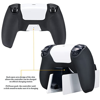 YoRHa Grip Texture Silicone Skin for PS5 Controller x 2(Brown Camouflage) with Pro Thumb Grips x 8