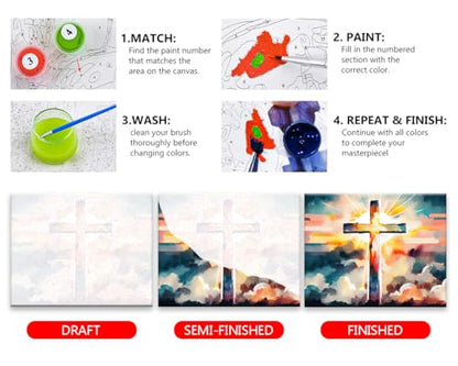 TUMOVO Cross Sunset Paint by Numbers for Adults Religious - color: Artwork-01