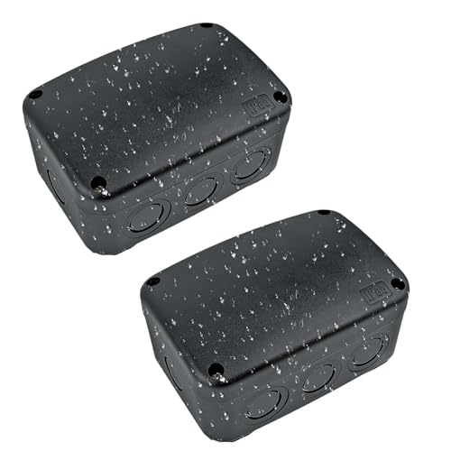 greencycle 2PK Junction Box, IP66 Waterproof Outdoor Electrical Project Box, ABS Plastic Electronic Enclosure, Black, 4.9 x 3.3 x 2.3 inch (125x86x62mm) for Outdoor Wiring, CCTV, Power Supplies - color: Black, size: 4.9x3.3x2.3"(2PK)