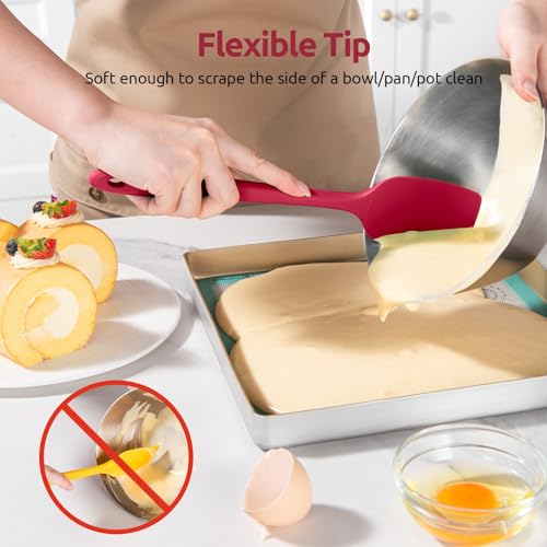 U-Taste 600ºF Heat Resistant Silicone Spatulas for Cooking, 4Pcs/Red - color: Red