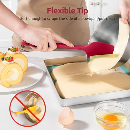 U-Taste 600ºF Heat Resistant Silicone Spatulas for Cooking, 4Pcs/Red - color: Red