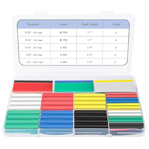 Heat Shrink Tubing Kit, 3:1 Adhesive Lined Wire Shrink Wrap Tubing, 114 Pcs