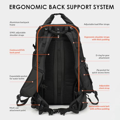 TARION Extra Large Camera Backpack 35L Expandable Rolltop XProber Black - style: Xprober Backpack