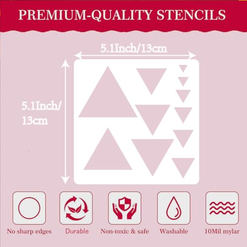 9pcs Plastic Drawing Stencils Basic Shape Template Geometric Shapes Reusable and Washable Suitable for School Teaching, Diary, Scrapbook, Greeting Card, Wood, Wall, Home Decoration
