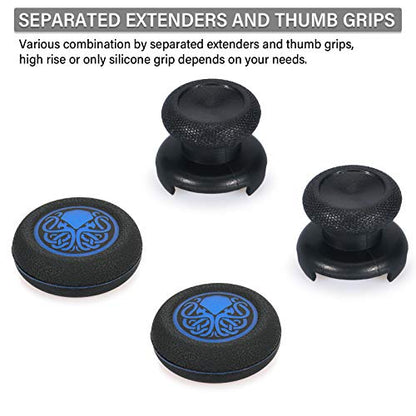 FPS Thumbstick Extender & Printing Rubber Silicone Grip Cover 2 Sets for Xbox Series X/S & Xbox One Controller(Deep Sea Cthulhu Blue) - color: cthulhu blue