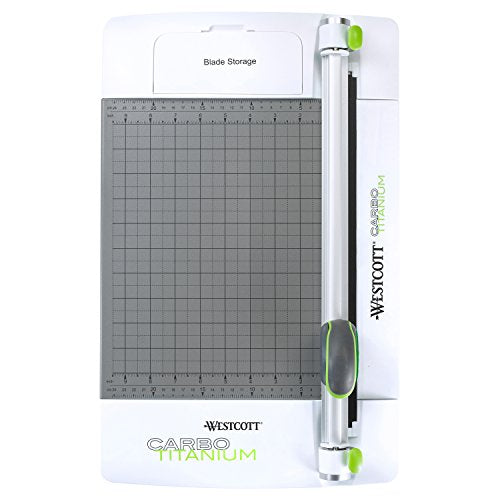 Westcott 12" CarboTitanium 45mm Rotary Metal Base Trimmer, White, Green (16718)
