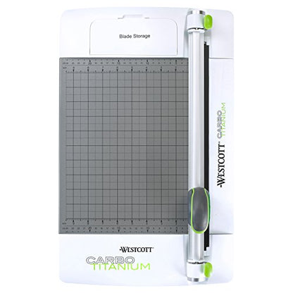 Westcott 12" CarboTitanium 45mm Rotary Metal Base Trimmer, White, Green (16718)