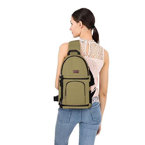 MOSISO Camera Sling Bag, Photography Shoulder Bag Compact Camera Backpack - color: Khaki
