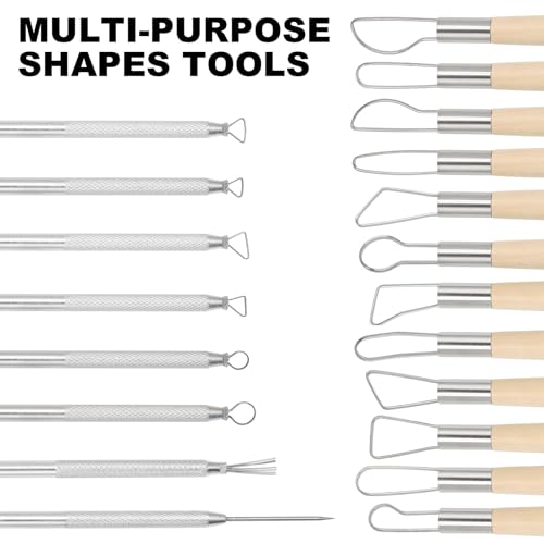 suiwotin 14pcs Ribbon & Wire Clay Sculpting Tools Set, Ceramic Ribbon Tool