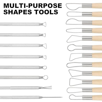 suiwotin 14pcs Ribbon & Wire Clay Sculpting Tools Set, Ceramic Ribbon Tool