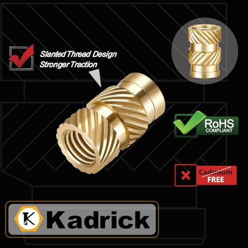 Kadrick 200Pcs M2 Threaded Inserts for 3D Printing Components,M2*3 * 3 Metric Brass Knurled Nuts, Insert by Heat into Plastic Parts - size: M2*H3*D3 200Pcs
