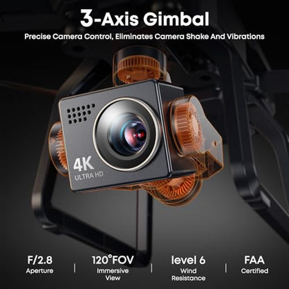 Bwine F7GB2 Pro Drones with Camera for Adults 4K UHD Aerial 3-Axis Gimbal - color: Dark Gray