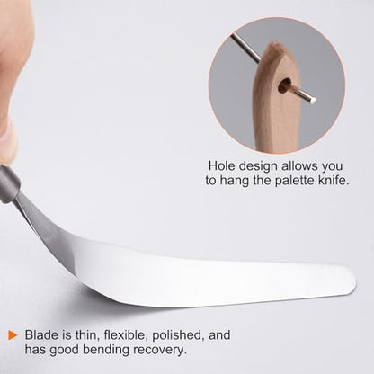 HARFINGTON 4pcs 18# Painting Palette Knife Pointy Stainless Steel