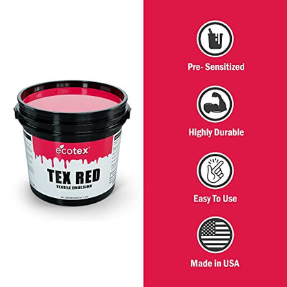 Ecotex® Tex-Red Pre-Sensitized Screen Printing Emulsion, Photo Emulsion,Qt - size: Quart - 32 oz.