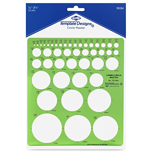 ALVIN, TD1204, Circle Master Template, Drawing and Drafting Tool for Artists, Architects, Design and Drafting, 7.25" x 8.25" x .030" - style: Combo Circle Master Template
