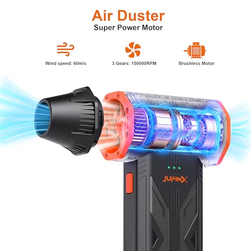 Compressed Air Duster,150000RPM High Speed brushless Motor Mini Blower - color: Black