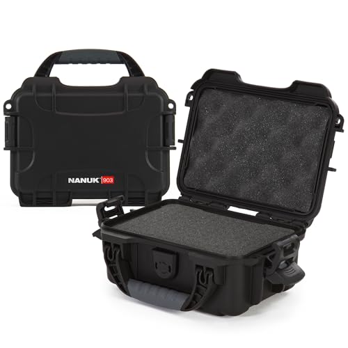 NANUK 903 Hard Case with Foam – IP67 Waterproof, Impact-Resistant Protective Case for Compact Cameras & Small Gear – Dustproof, 9.1" x 6.8" x 3.8", Made in Canada – Black - color: Black, size: Cubed Foam