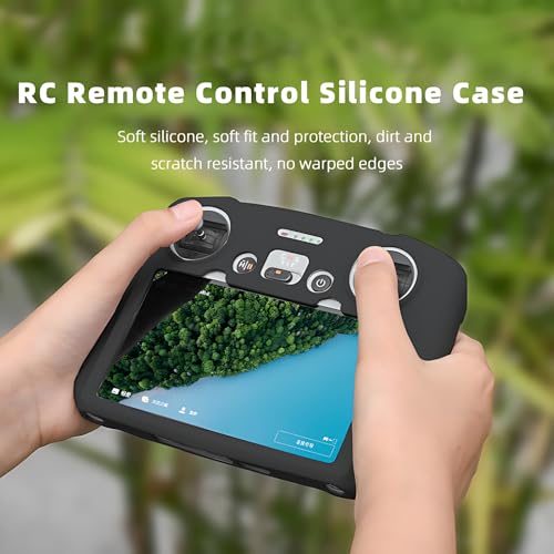 DJI RC Silicone Protective Cover+HD Screen Tempered Glass for DJI Mini 3/Mini 3 pro/Air 2s/Mavic 3 DJI RC Controller Protective Case(Black)