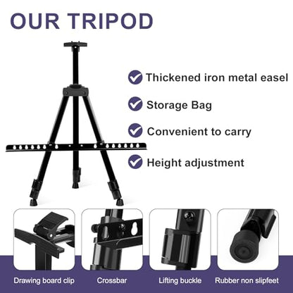 AROIC 10 Pack Painting Display Easel Stand Portable Adjustable Metal Tripod - style: 10P